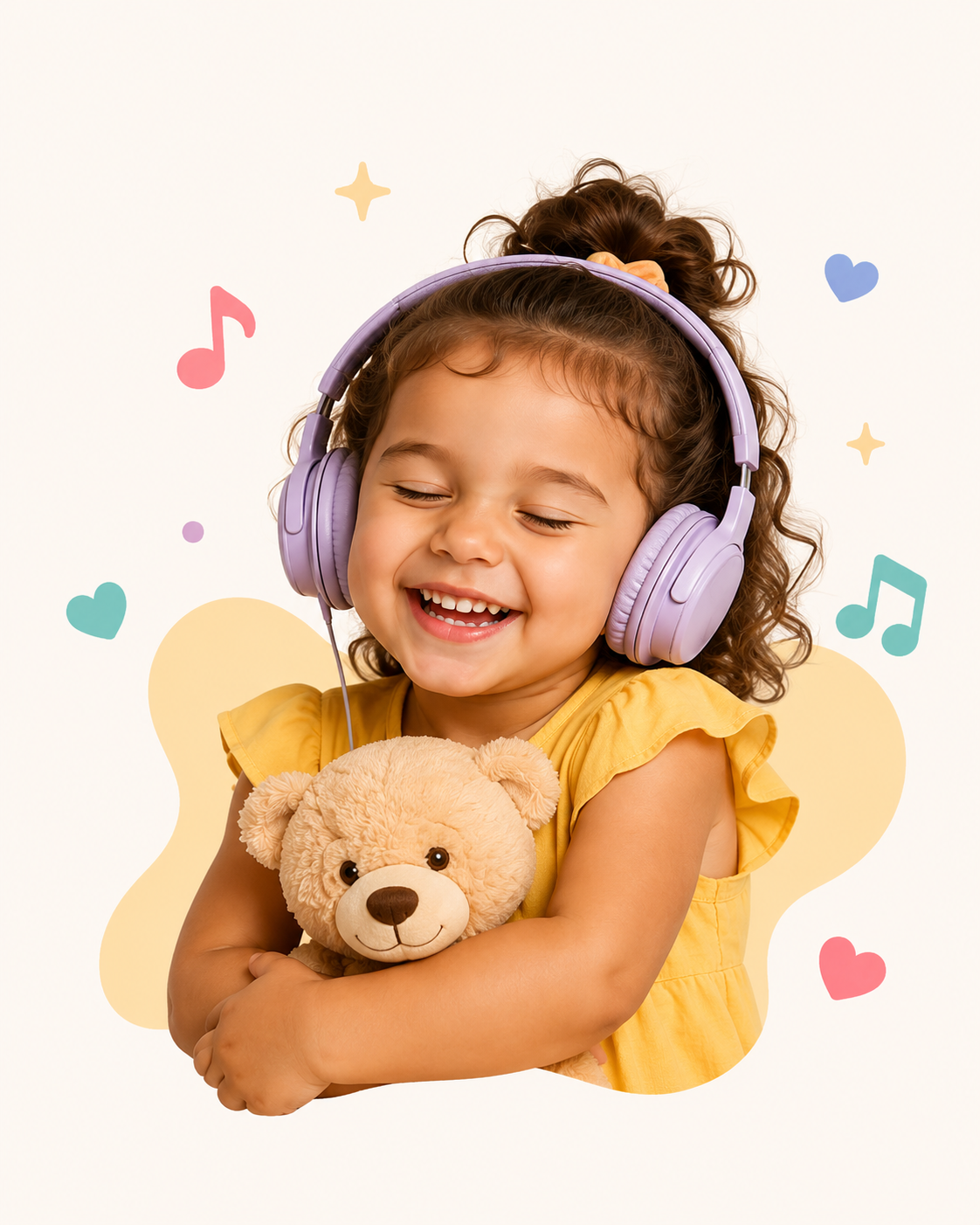 Niña feliz escuchando su canción personalizada